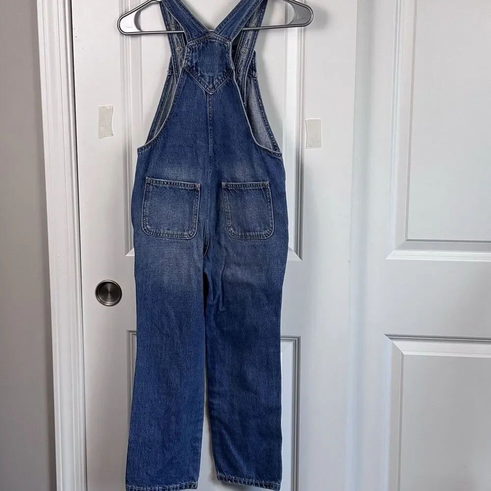 Old Navy Unisex 8 Denim Overalls Distressed Blue Jean Bib 100% Cotton Farmhouse